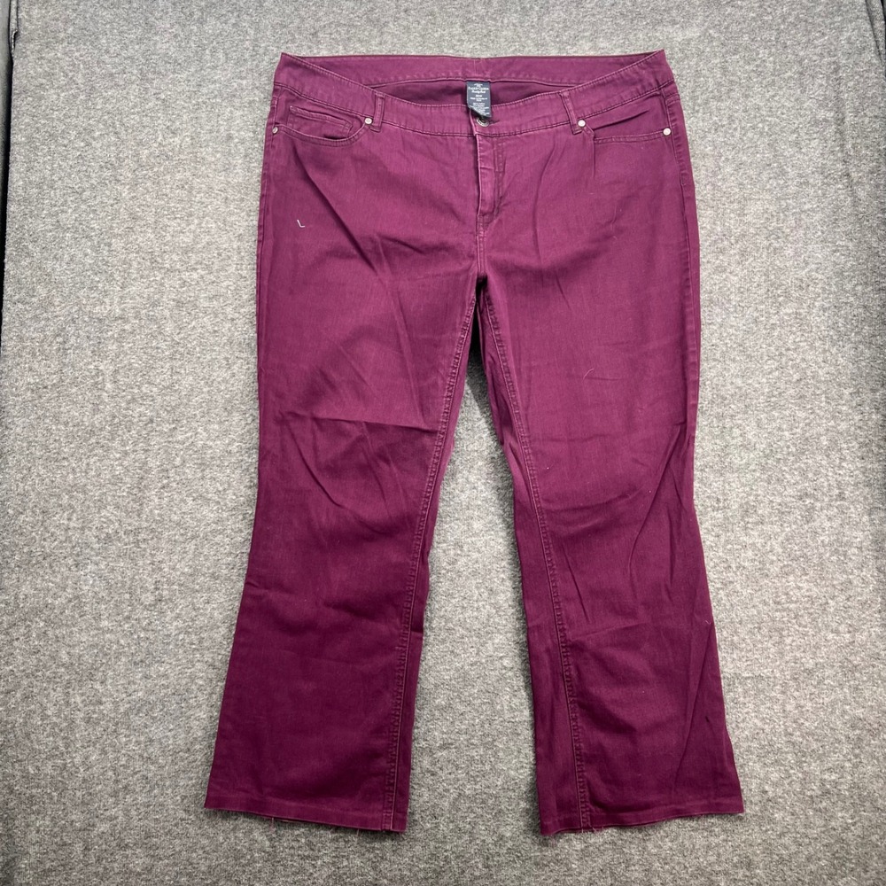 Faded Glory Womens 22W Plum Burgundy Bootcut Stretch Pants Rhinestone Pockets